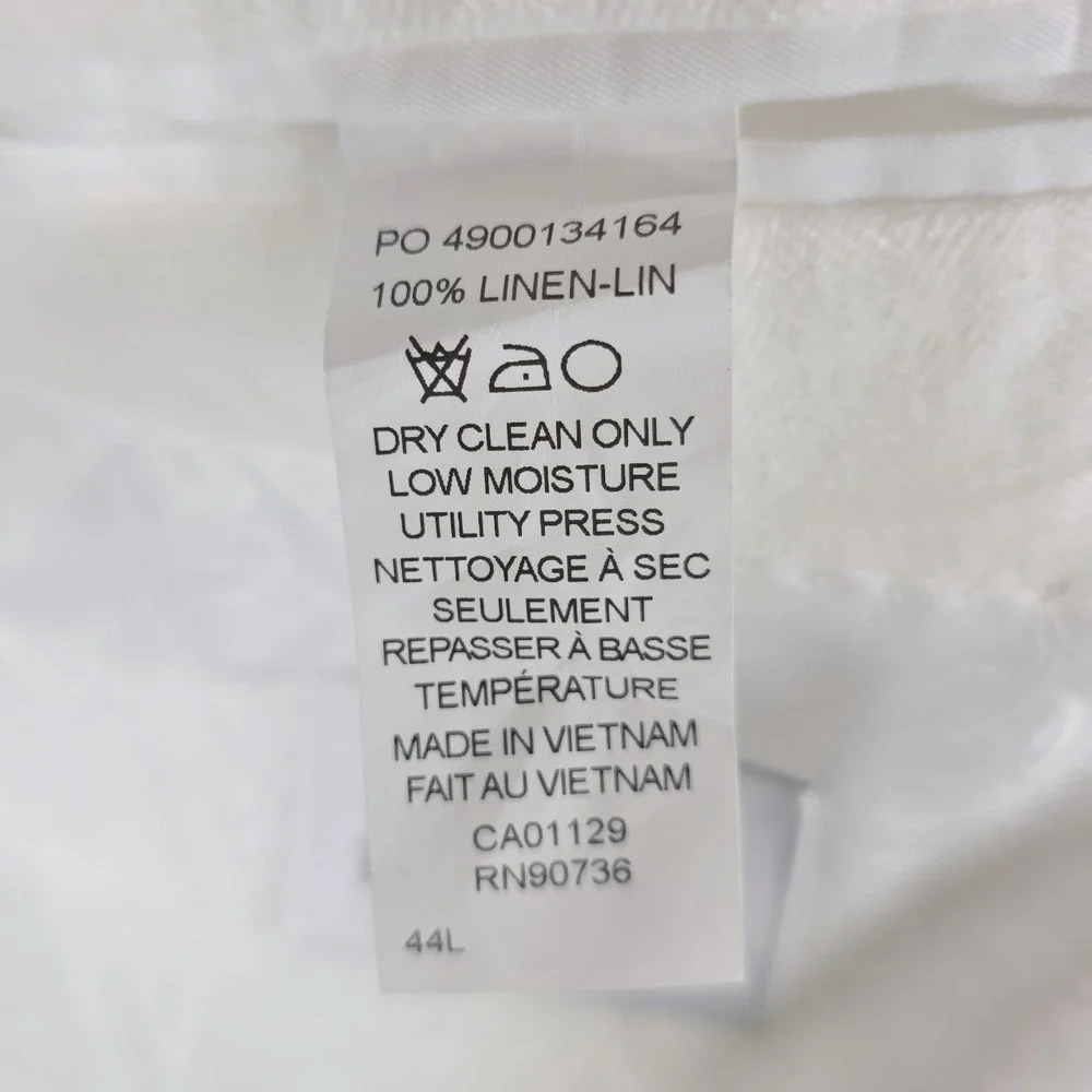 Tayion by Montee Holland Sport Coat Men White 44L 100% Linen Business Casual NWT